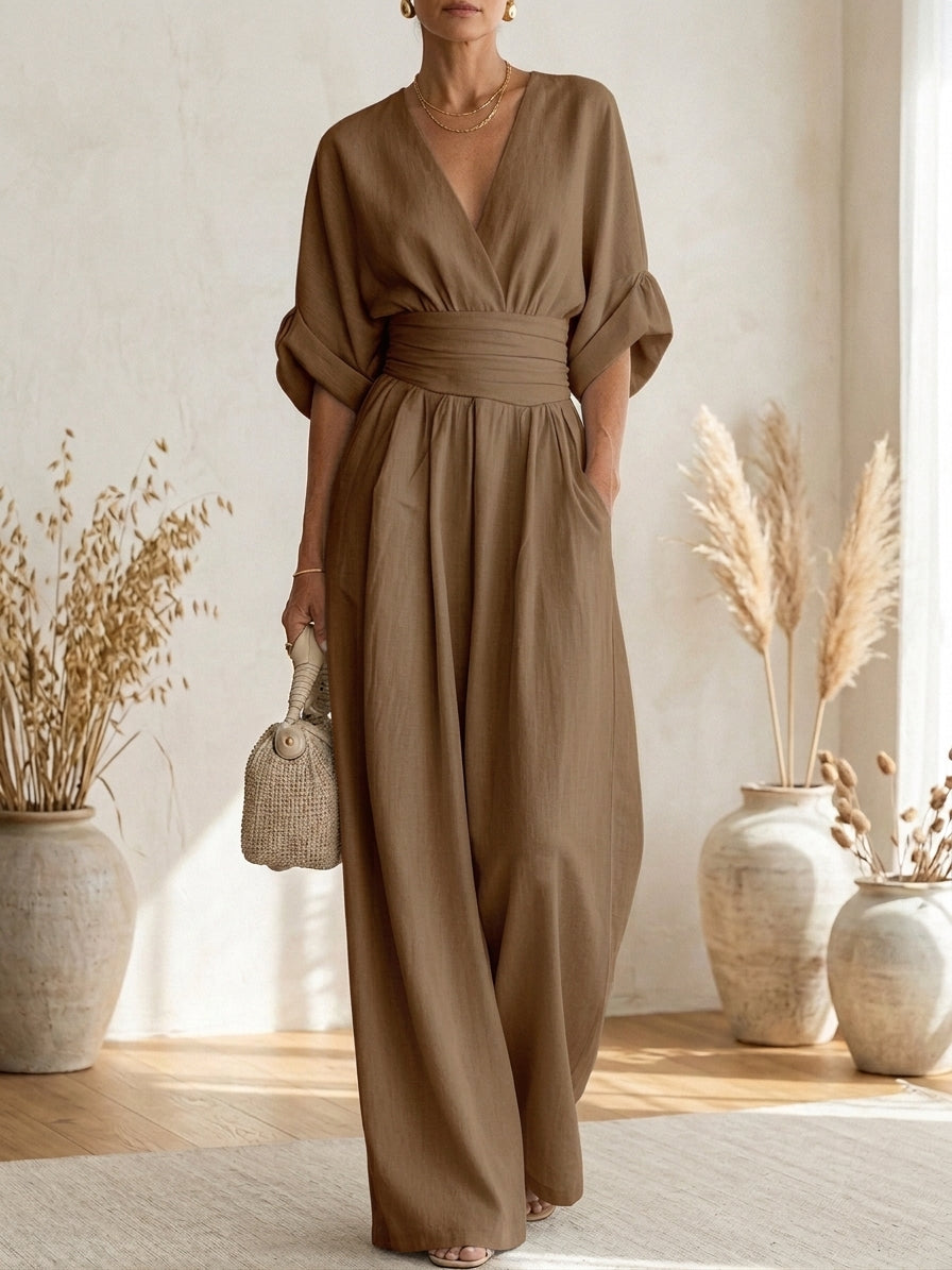 Savannah - Elegant Jumpsuit with V-Neck and High Waist