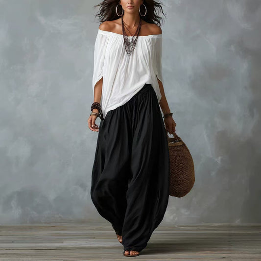 Giselle - Off Shoulder Top and Lantern Pants Two-Piece Set