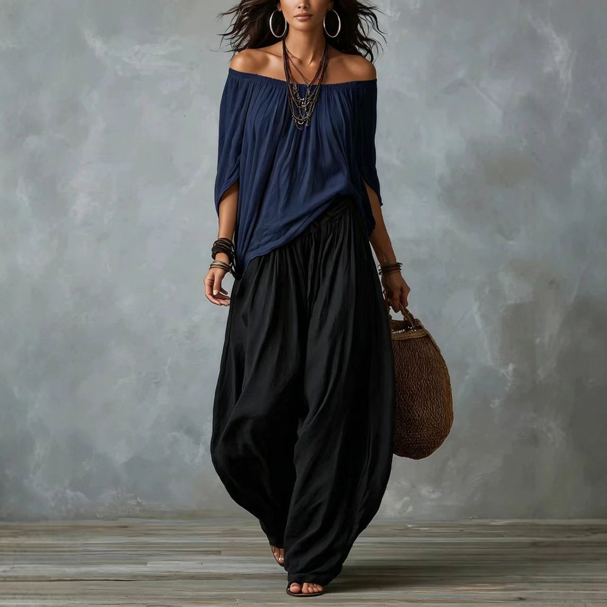 Giselle - Off Shoulder Top and Lantern Pants Two-Piece Set