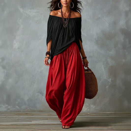 Giselle - Off Shoulder Top and Lantern Pants Two-Piece Set