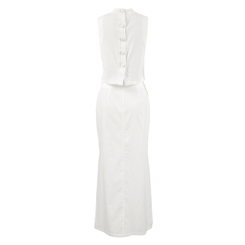 Brenna - White Tank Top & Maxi Skirt Two-Piece Set