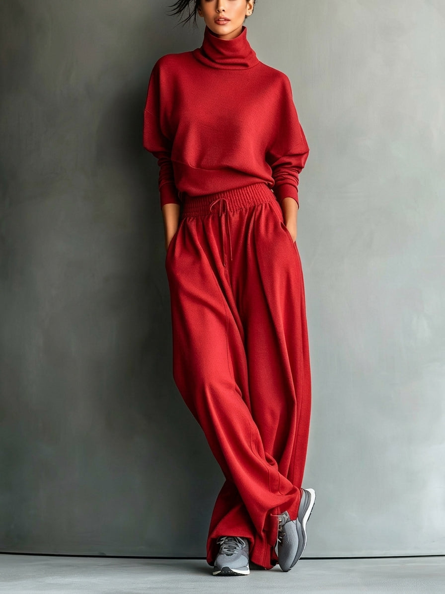 Wendy - Turtleneck Wide Leg Two-Piece Set