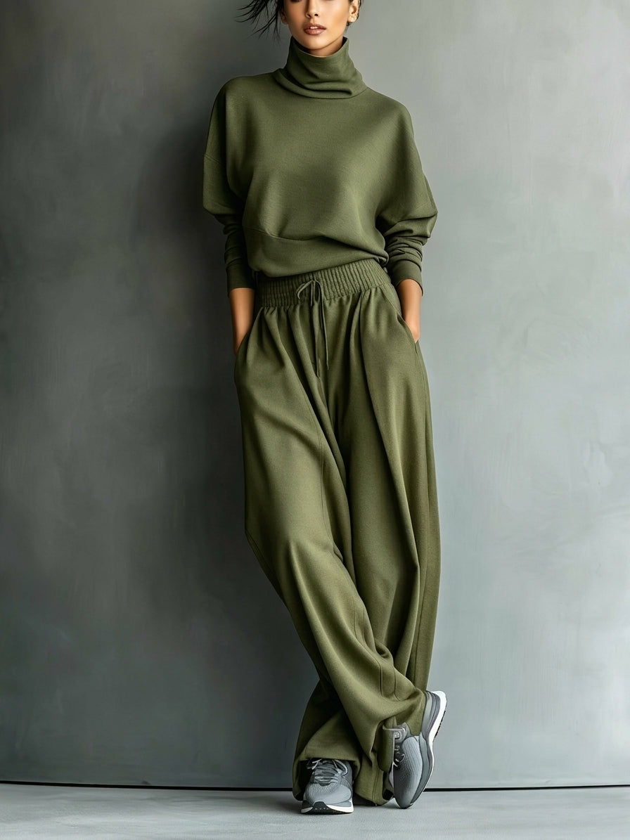 Wendy - Turtleneck Wide Leg Two-Piece Set