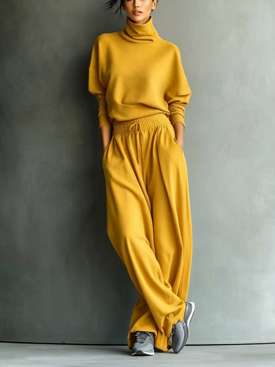 Wendy - Turtleneck Wide Leg Two-Piece Set