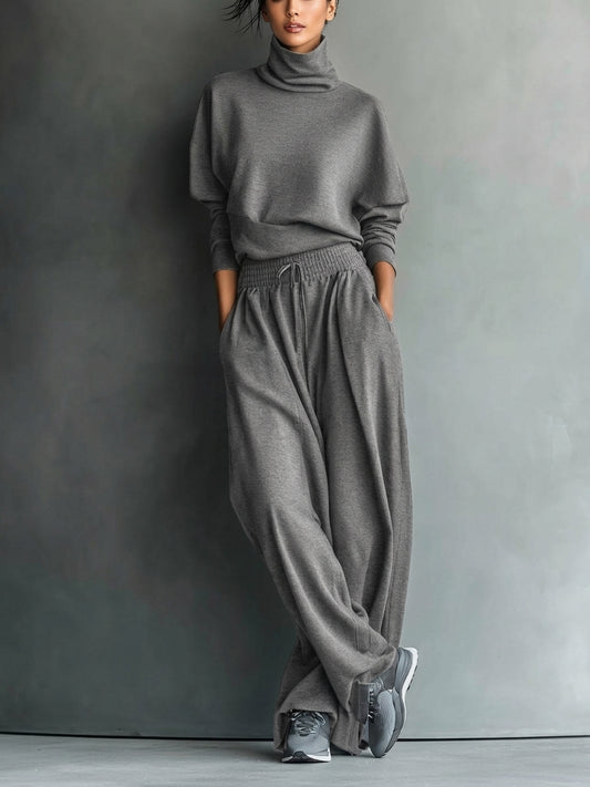 Wendy - Turtleneck Wide Leg Two-Piece Set
