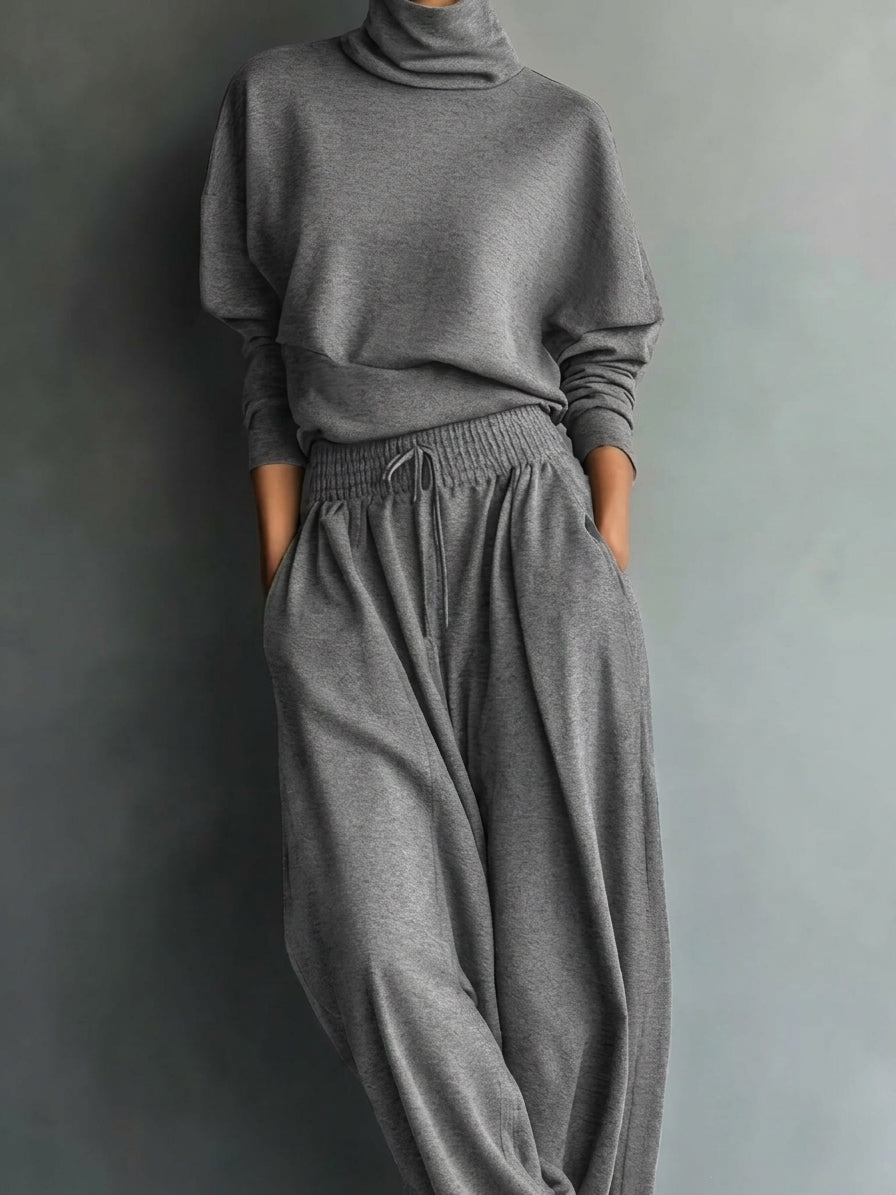 Wendy - Turtleneck Wide Leg Two-Piece Set
