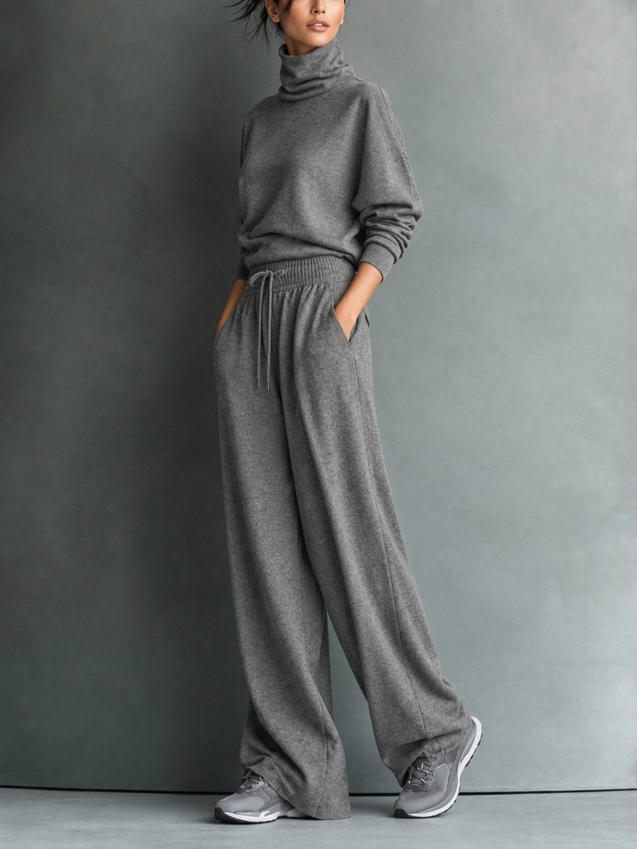Wendy - Turtleneck Wide Leg Two-Piece Set