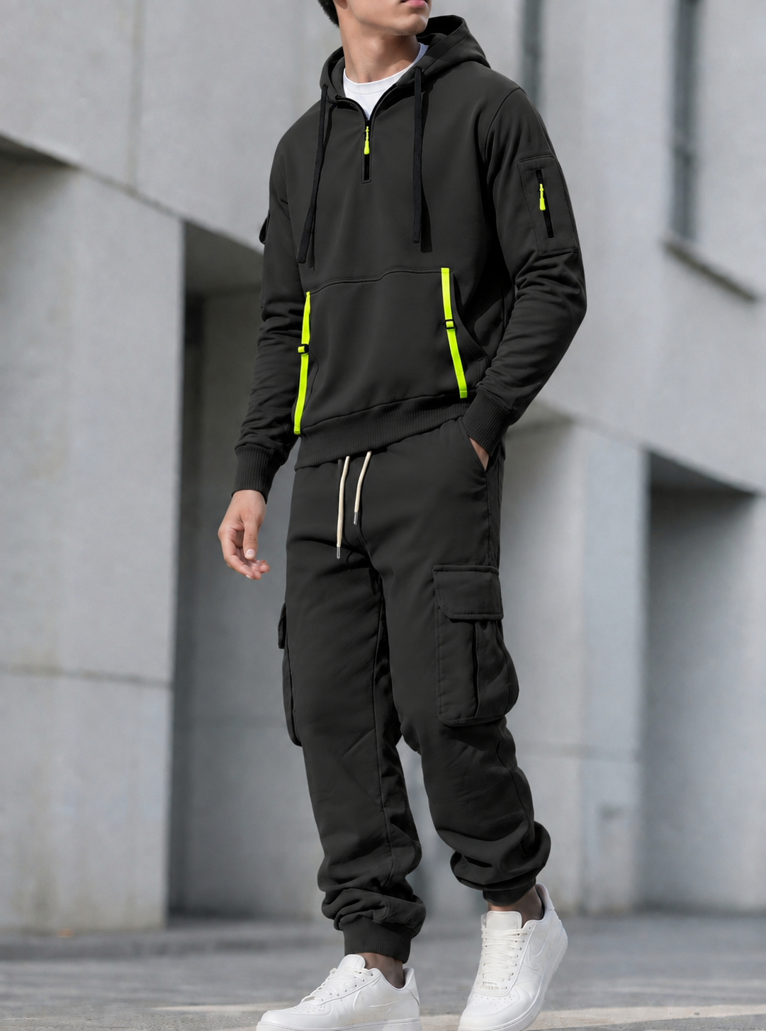Aiden - Half-Zip Fleece-Lined Hoodie Tracksuit Set