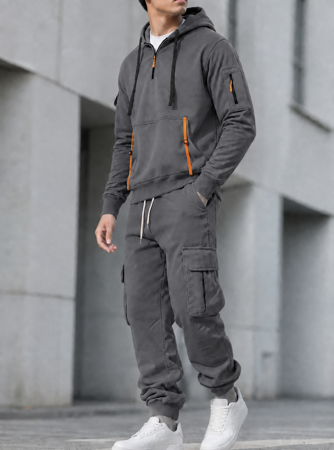 Aiden - Half-Zip Fleece-Lined Hoodie Tracksuit Set