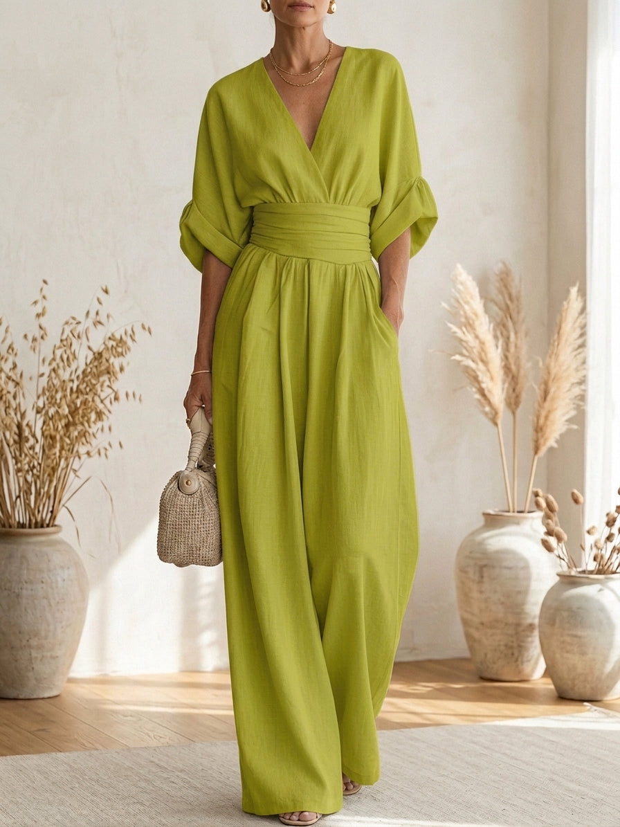 Savannah - Elegant Jumpsuit with V-Neck and High Waist
