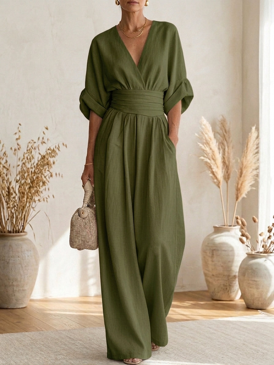 Savannah - Elegant Jumpsuit with V-Neck and High Waist