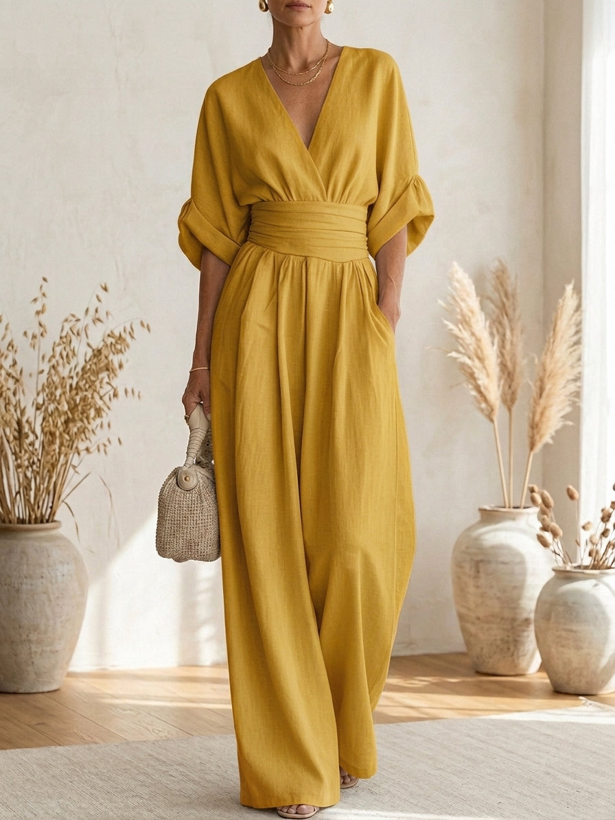Savannah - Elegant Jumpsuit with V-Neck and High Waist