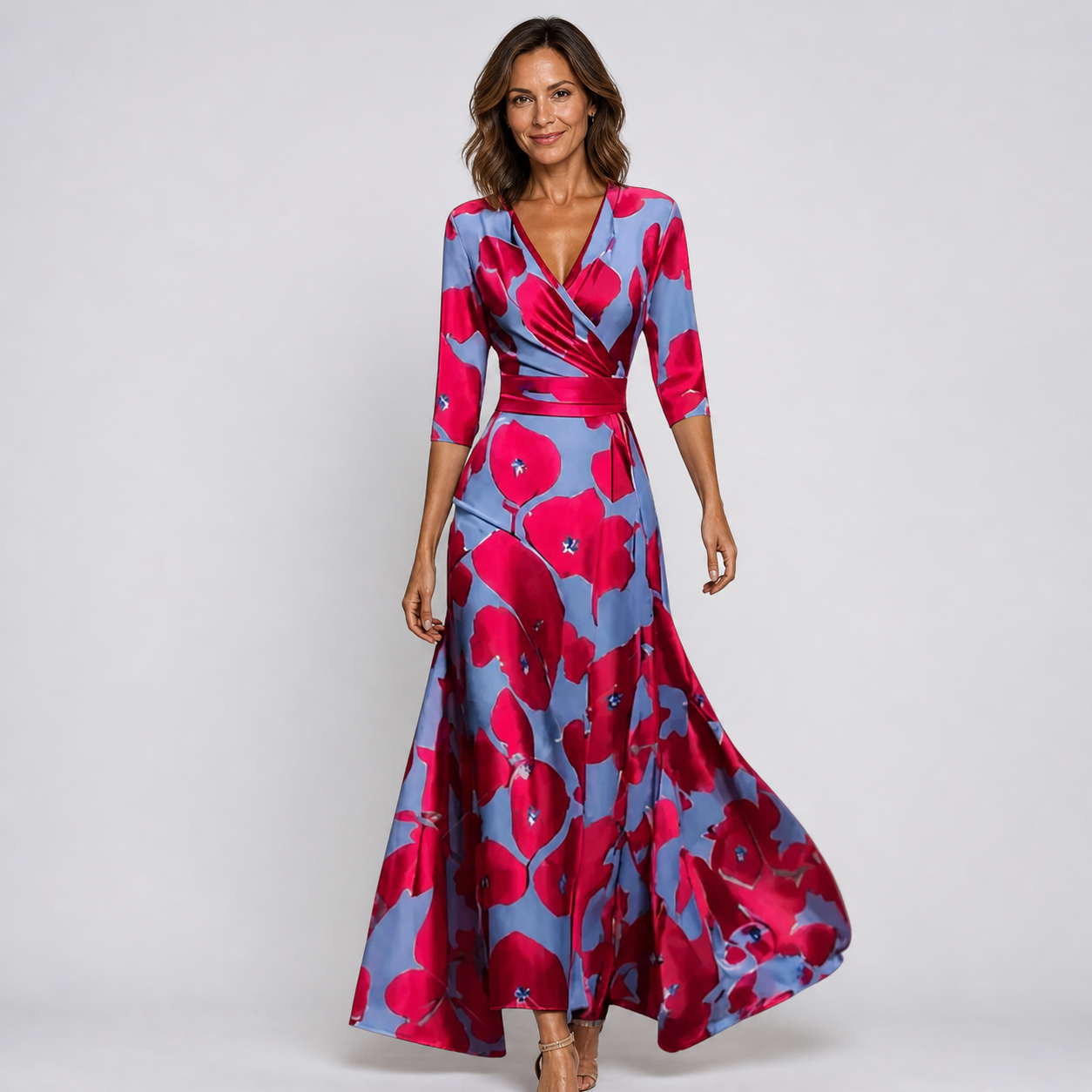 Velma - Flattering Floral Wrap Maxi Dress