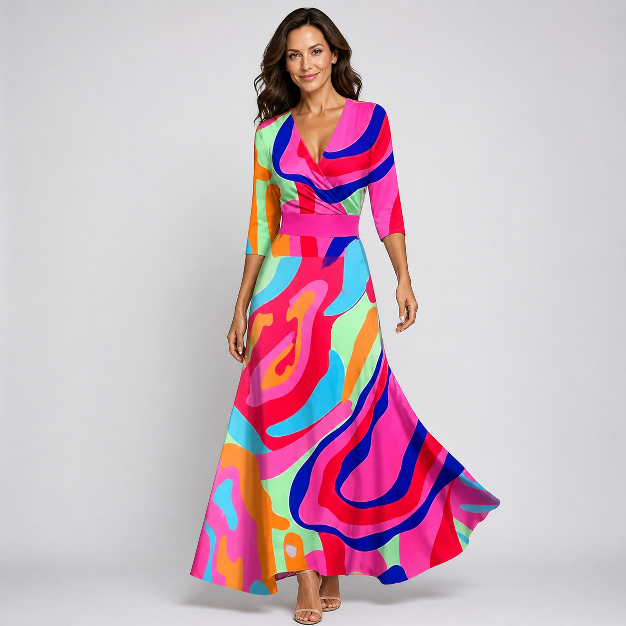 Velma - Flattering Floral Wrap Maxi Dress