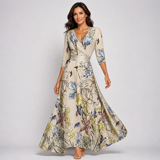 Velma - Flattering Floral Wrap Maxi Dress