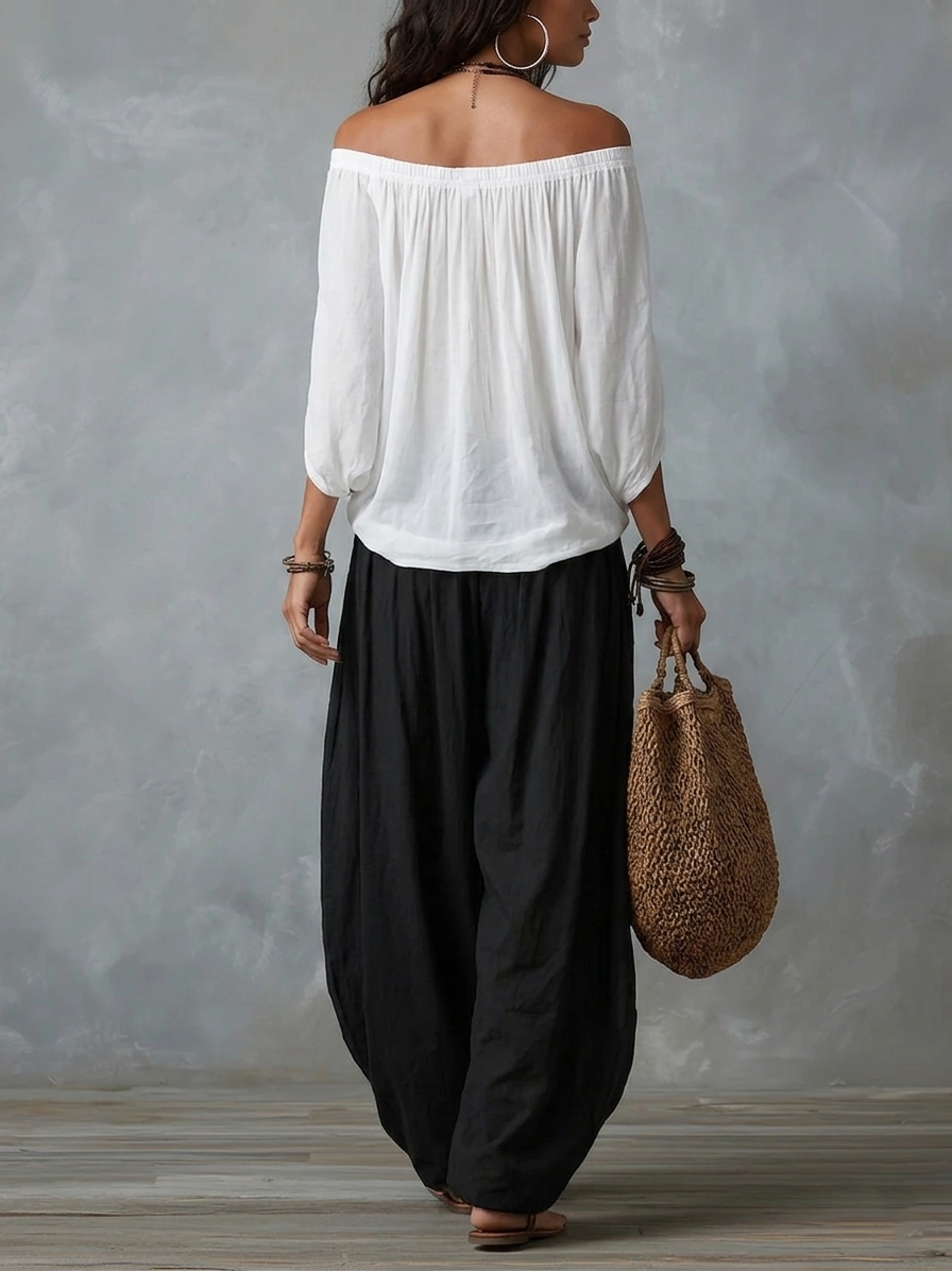 Giselle - Off Shoulder Top and Lantern Pants Two-Piece Set